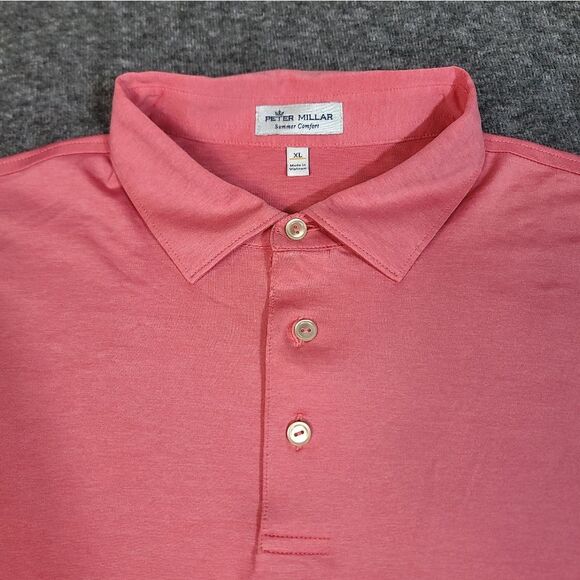 Peter Millar Summer Comfort Mens Size XL Polo Golf Shirt Light Red Performance - Picture 3 of 10
